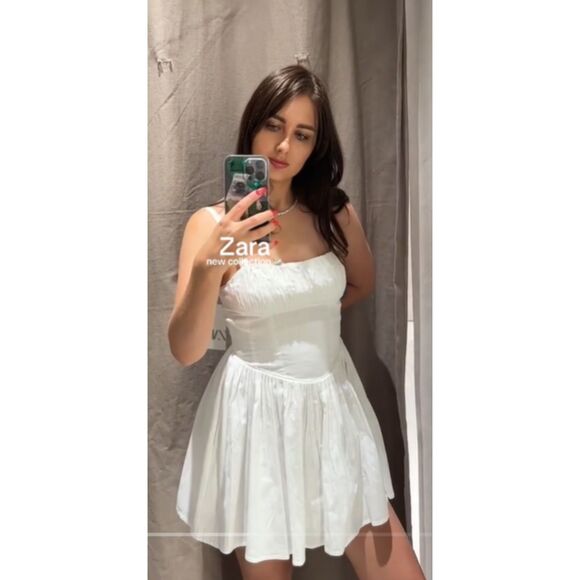 ZARA NWT VOLUMINOUS SKIRT DRESS Ecru Ref 5107/301 - Picture 7 of 16